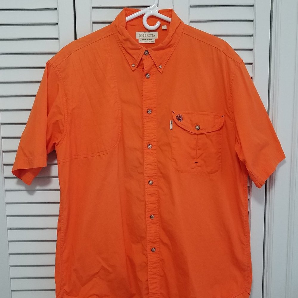 Beretta Mens LG Button Down Shooting Shirt Right Hand Vented Short Sleeve